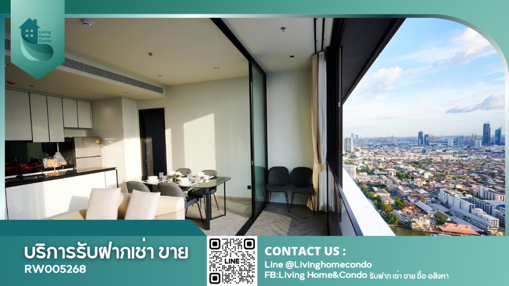 For RentCondoWongwianyai, Charoennakor : For rent Chapter Charoennakorn- Riverside 2 bedrooms, 2 bathrooms, river view, complete with furniture and electrical appliances LH-RW005268