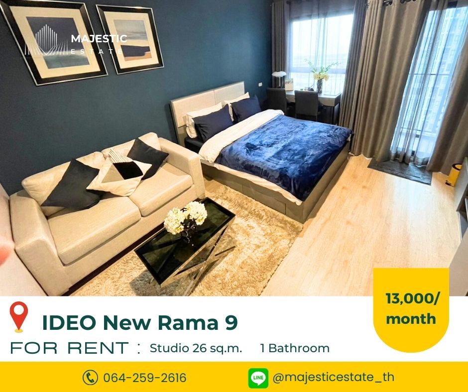 For RentCondoRama9, Petchburi, RCA : For Rent Ideo new Rama 9 Close to Ramkhamhaeng Airport Rail Link