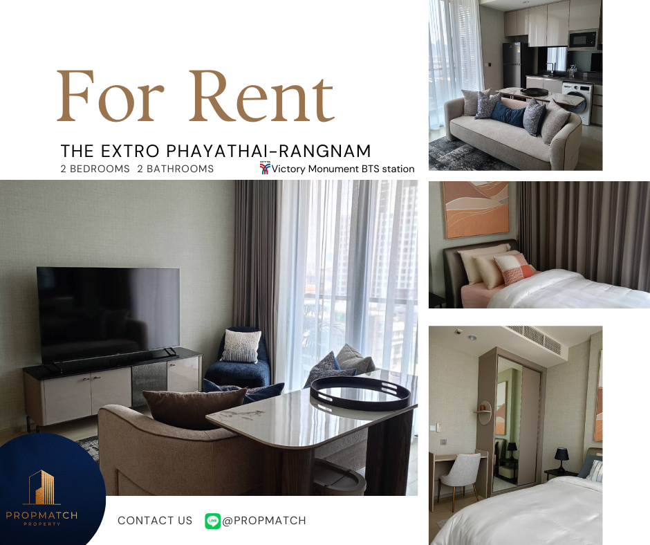 For RentCondoRatchathewi,Phayathai : ✨Flash Deal✨ The Extro Phayathai-Rangnam (2Beds 2Baths 66 SQM.) Completely ready !! Only 66,000 baht per month Tel.0981315848 @Propmatch