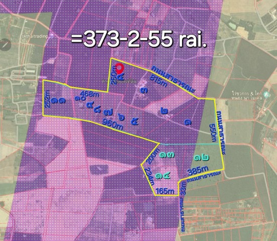 For SaleLandPattaya, Bangsaen, Chonburi : Land for sale 373-2-55 rai, purple pattern, Tha Bun Mee, Ko Chan District, Chonburi Province 20240