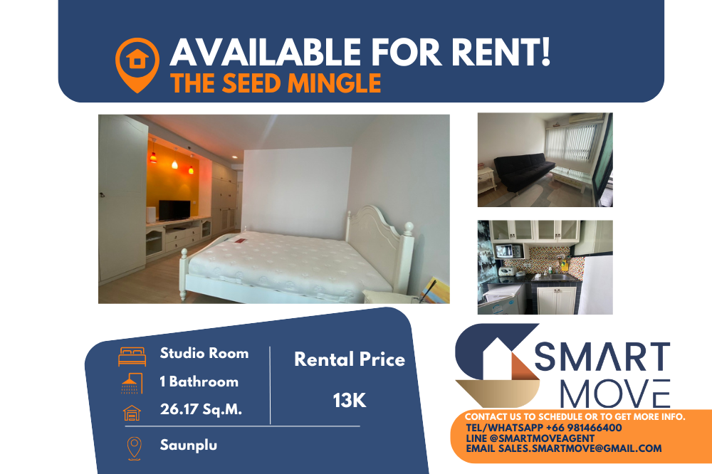 For RentCondoSathorn, Narathiwat : 🔥FOR RENT !! 🔥Code C20221202379..........The Seed Mingle, Studio room, 1 bathroom, furnished, ready to move in