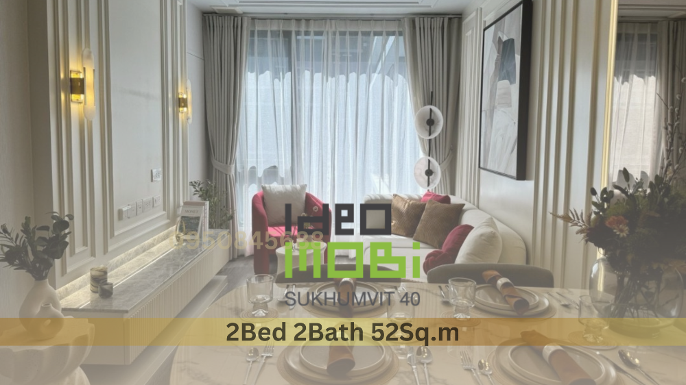 For SaleCondoSukhumvit, Asoke, Thonglor : 2 bedrooms, 2 parking spaces, 52 sq m. Resort-style condo near BTS Ekkamai. Interested, contact Tel/Line: 0950845688 Dada