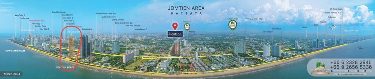 ขายดาวน์คอนโดพัทยา บางแสน ชลบุรี สัตหีบ : Arom Jomtien 3 Bedroom 3 Bathroom 218 SQM