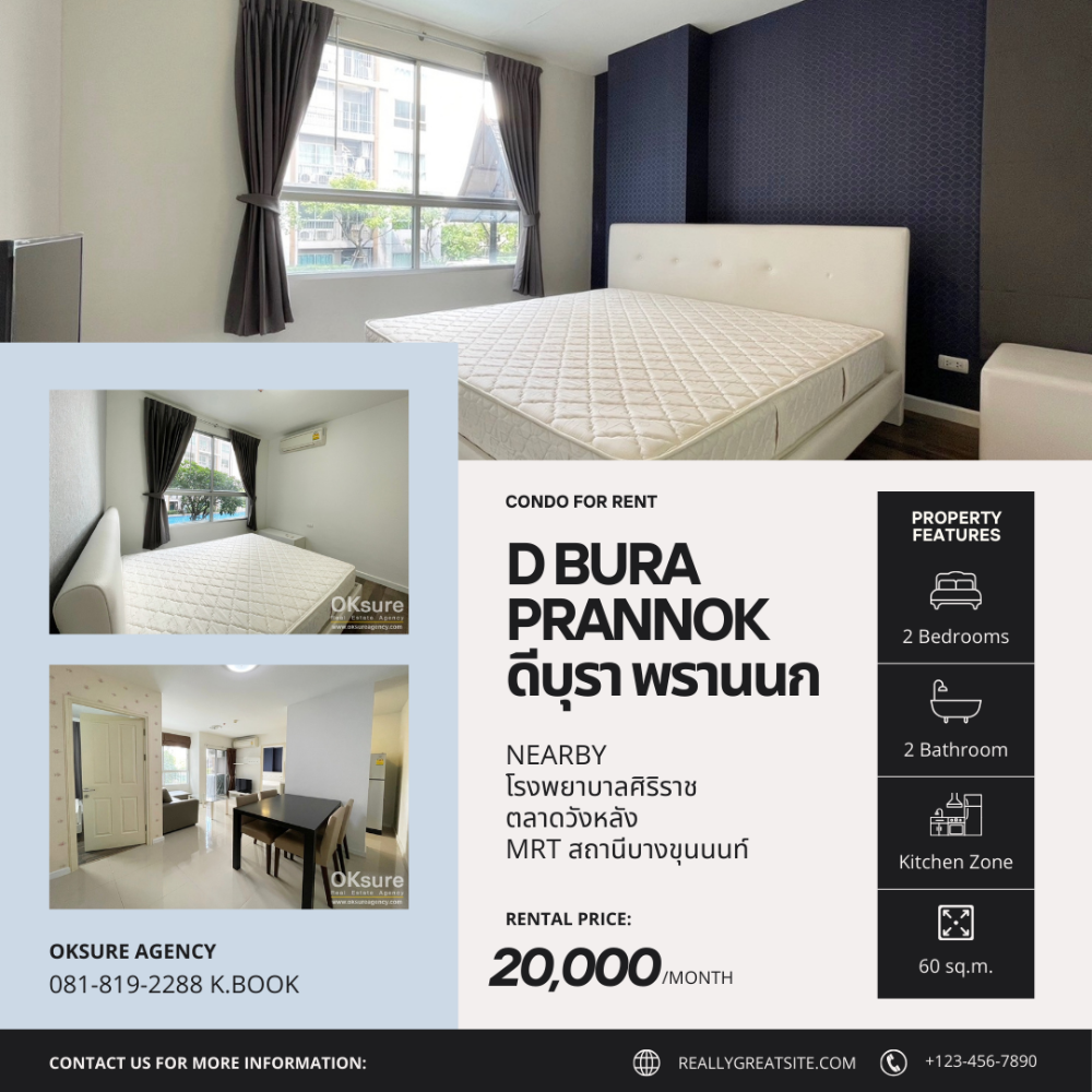 For RentCondoWongwianyai, Charoennakor : 💎 Condo for rent d bura prannok 2 bedroom