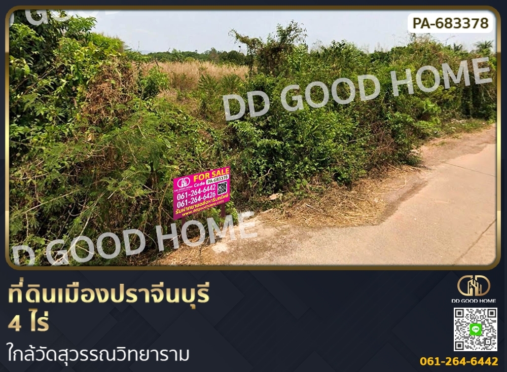 For SaleLandPrachin Buri : Land in Prachinburi, 4 rai., near Suwanwitthayaram Temple