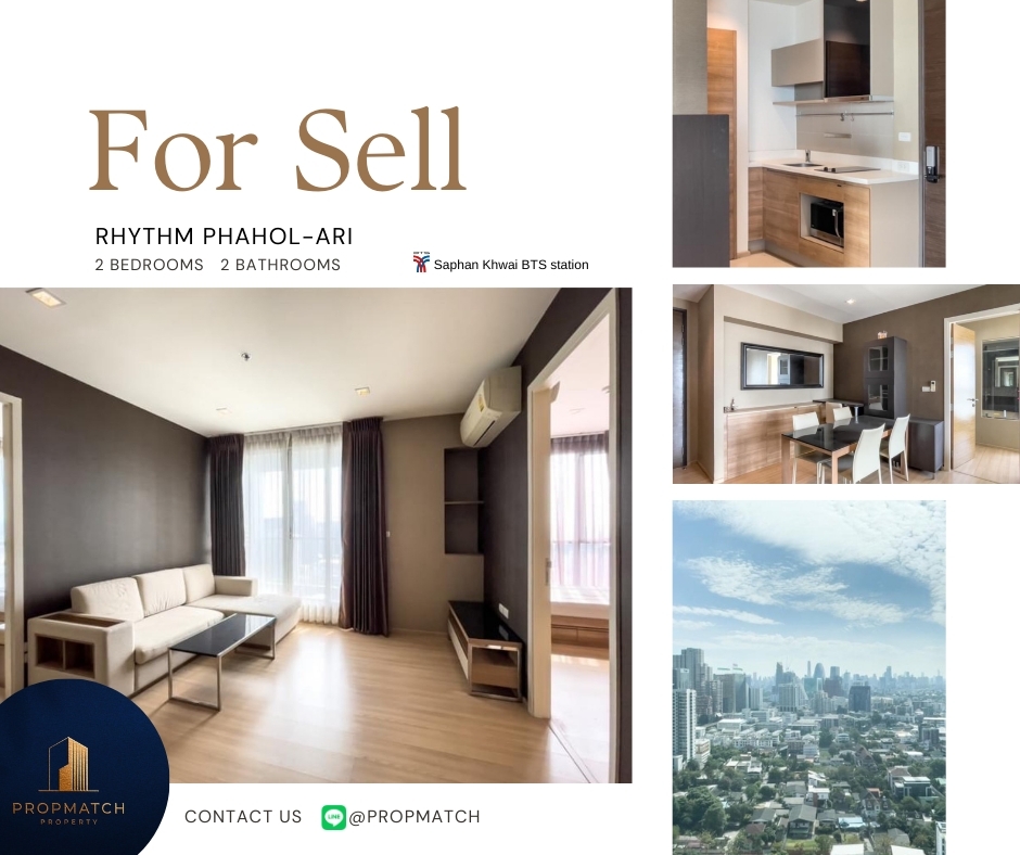 For SaleCondoSapankwai,Jatujak : 📌 Rare room, good price! 📌 Rhythm Phahol - Ari (2 bedrooms, 66 sq m.) high floor, good view, price only 7.49 million baht. Tel.0981315848 @propmatch