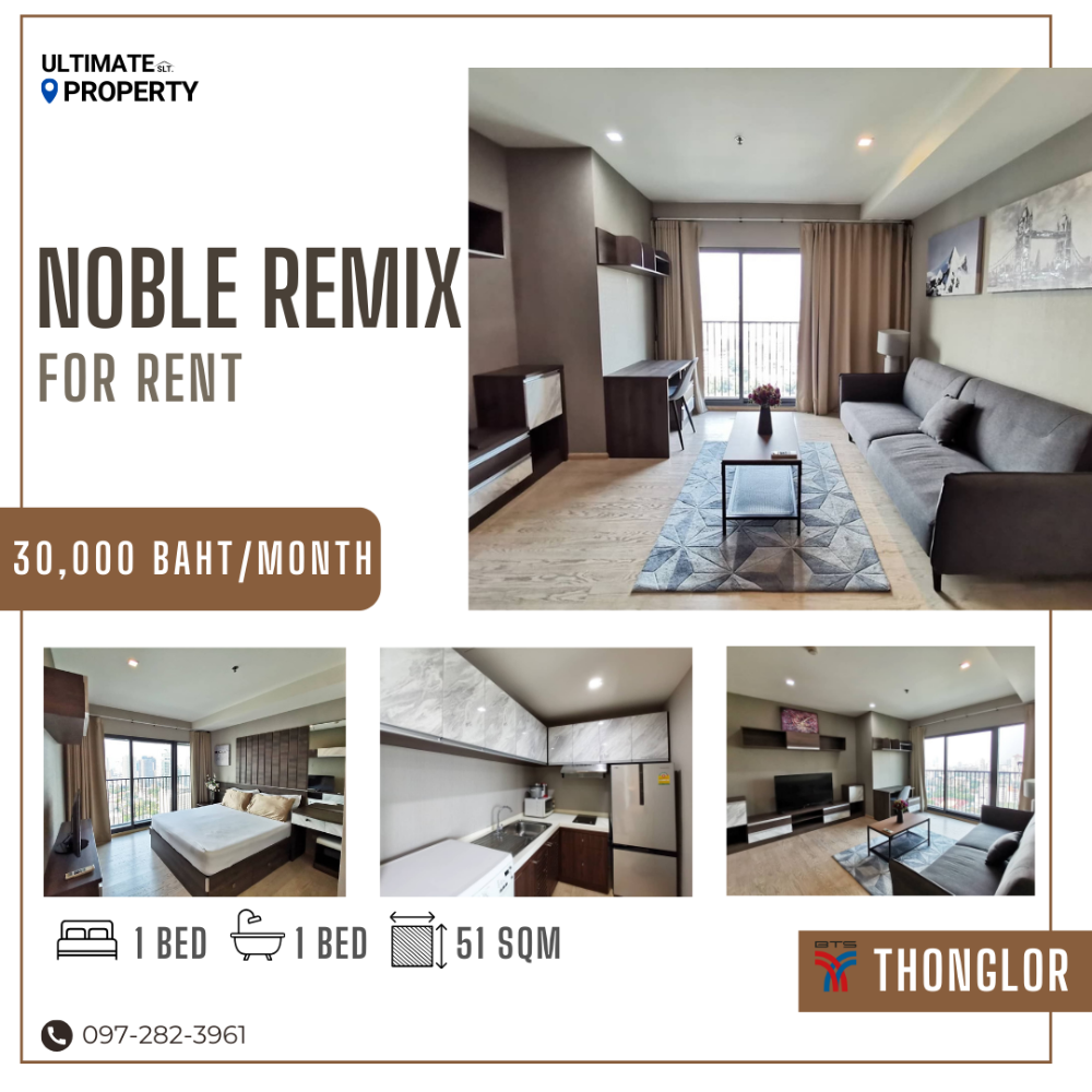 For RentCondoSukhumvit, Asoke, Thonglor : For rent! Beautiful room, 50 sq m., 30++ floor, unblocked view, 30k