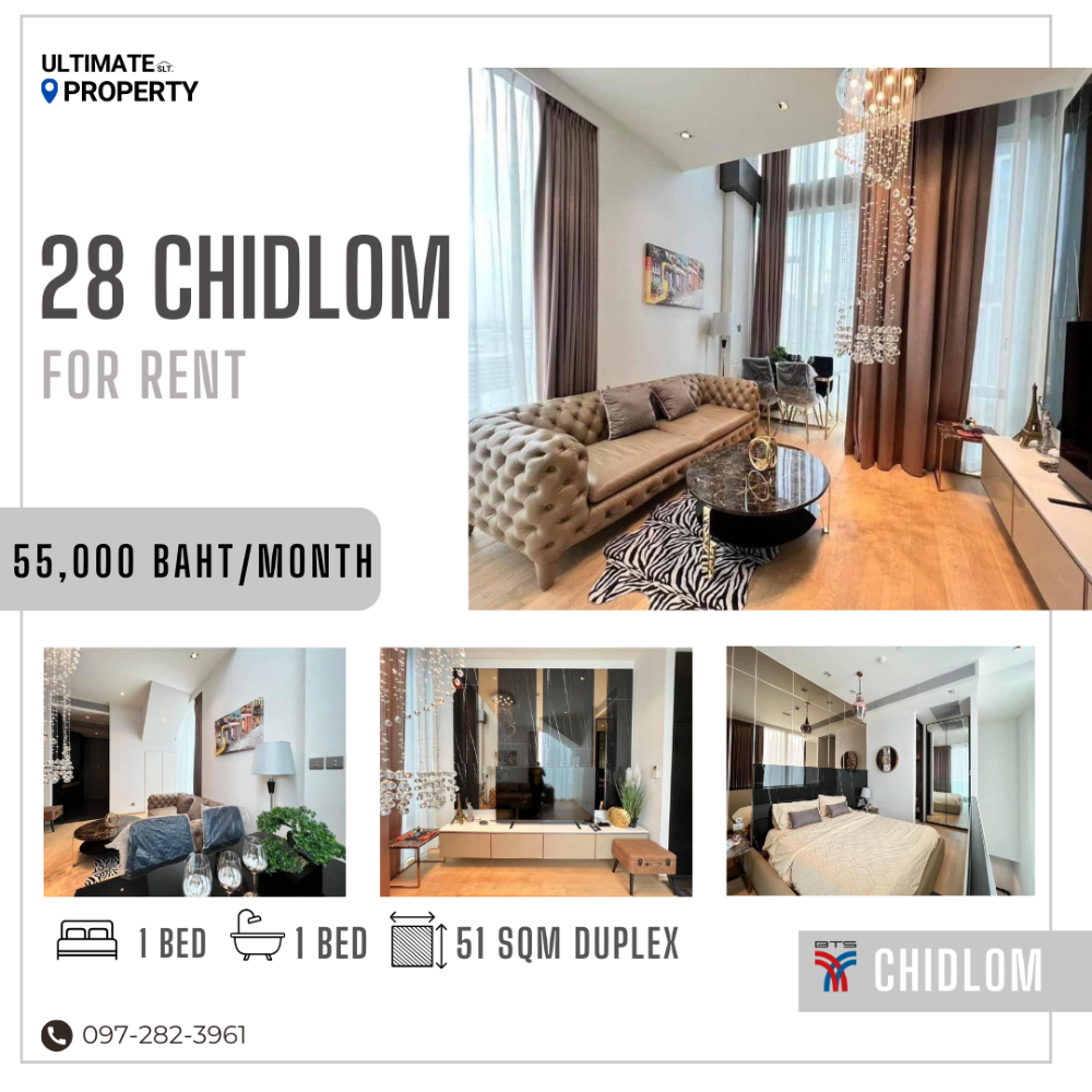 For RentCondoWitthayu, Chidlom, Langsuan, Ploenchit : Conner Unit + Duplex, beautifully decorated room, ready to move in, in the heart of Chidlom