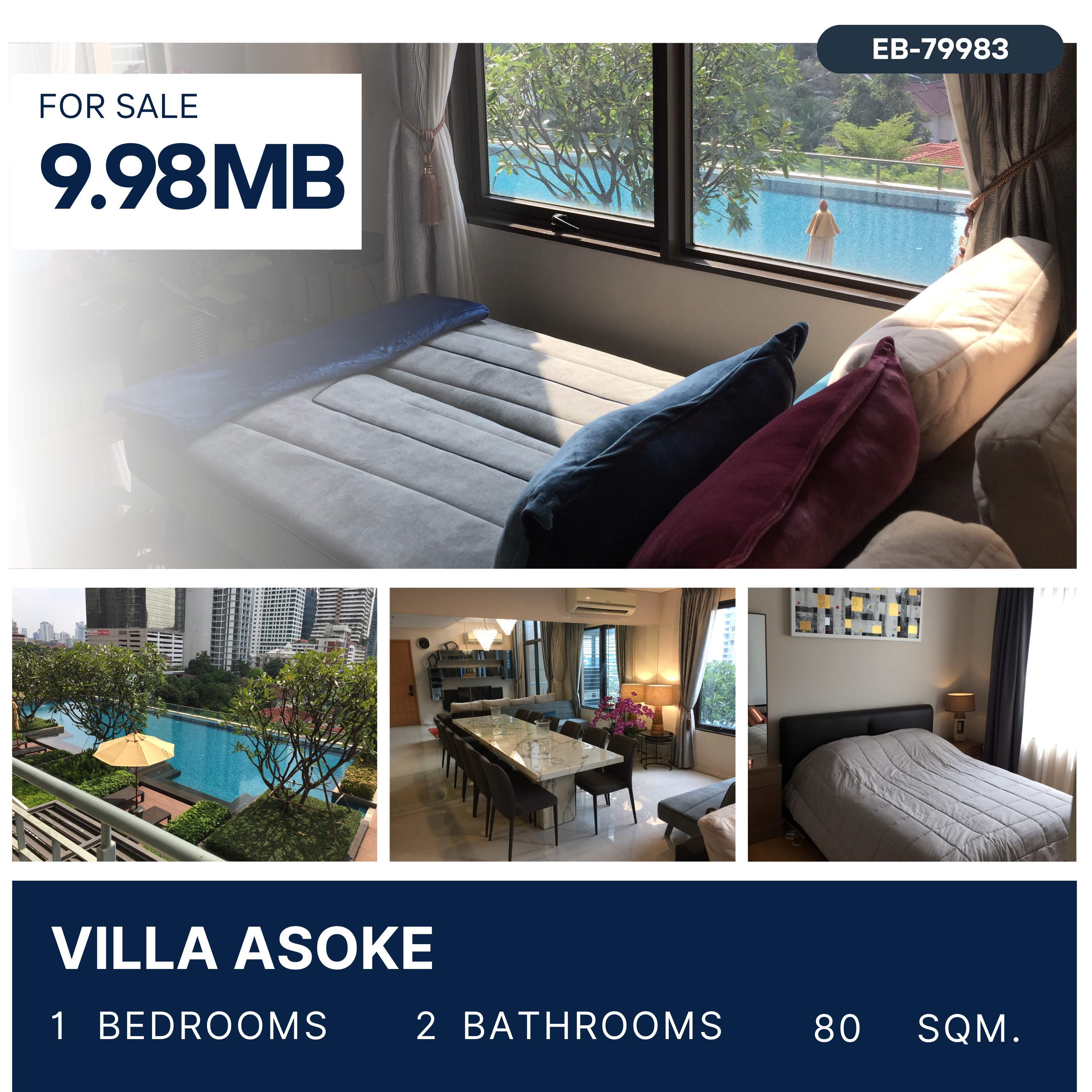 ขายคอนโดพระราม 9 เพชรบุรีตัดใหม่ RCA : Villa Asoke Best Deal, Duplex 80 sqm 9.98 MB.