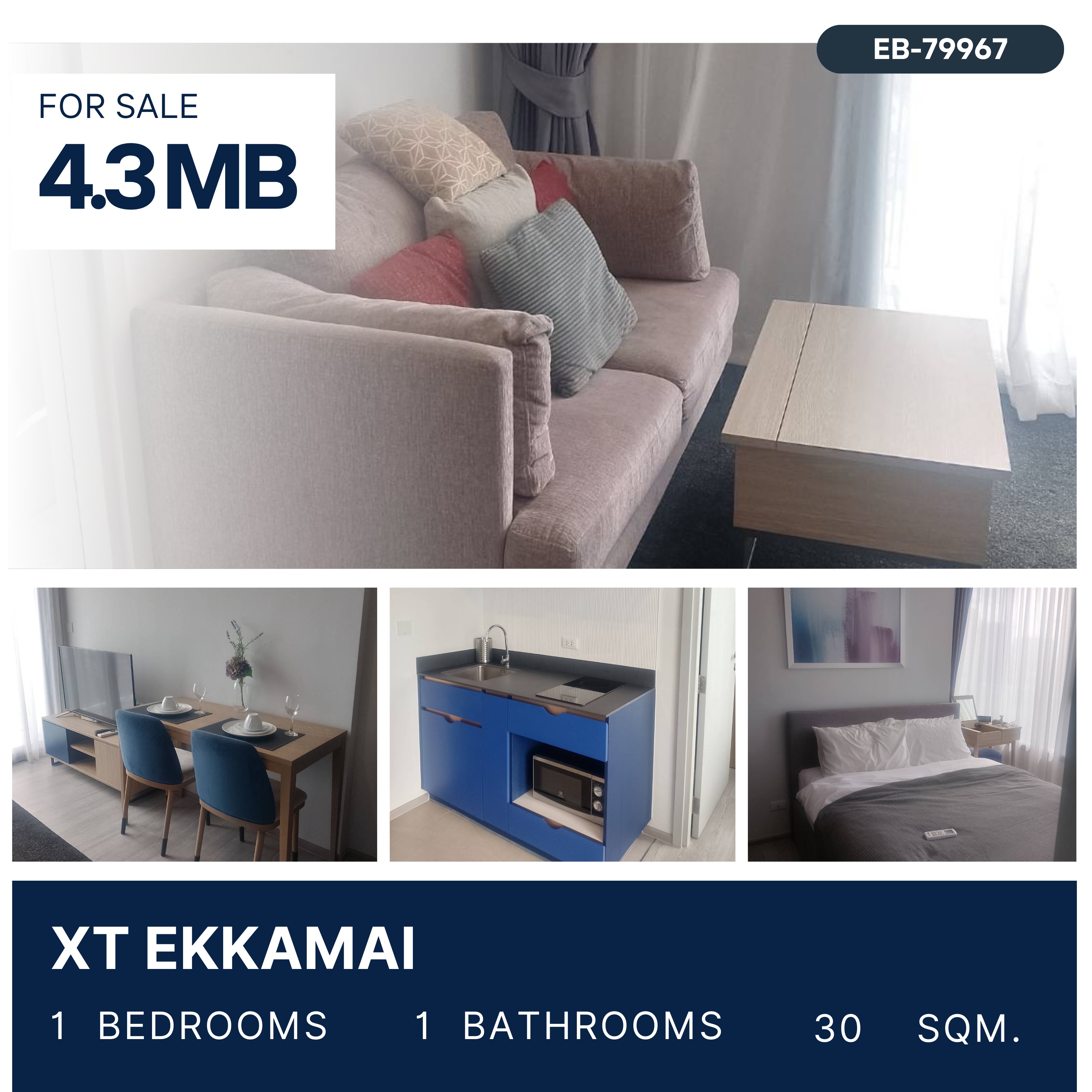 For SaleCondoSukhumvit, Asoke, Thonglor : XT Ekkamai 1 Bedroom for sale 4.3 MB.