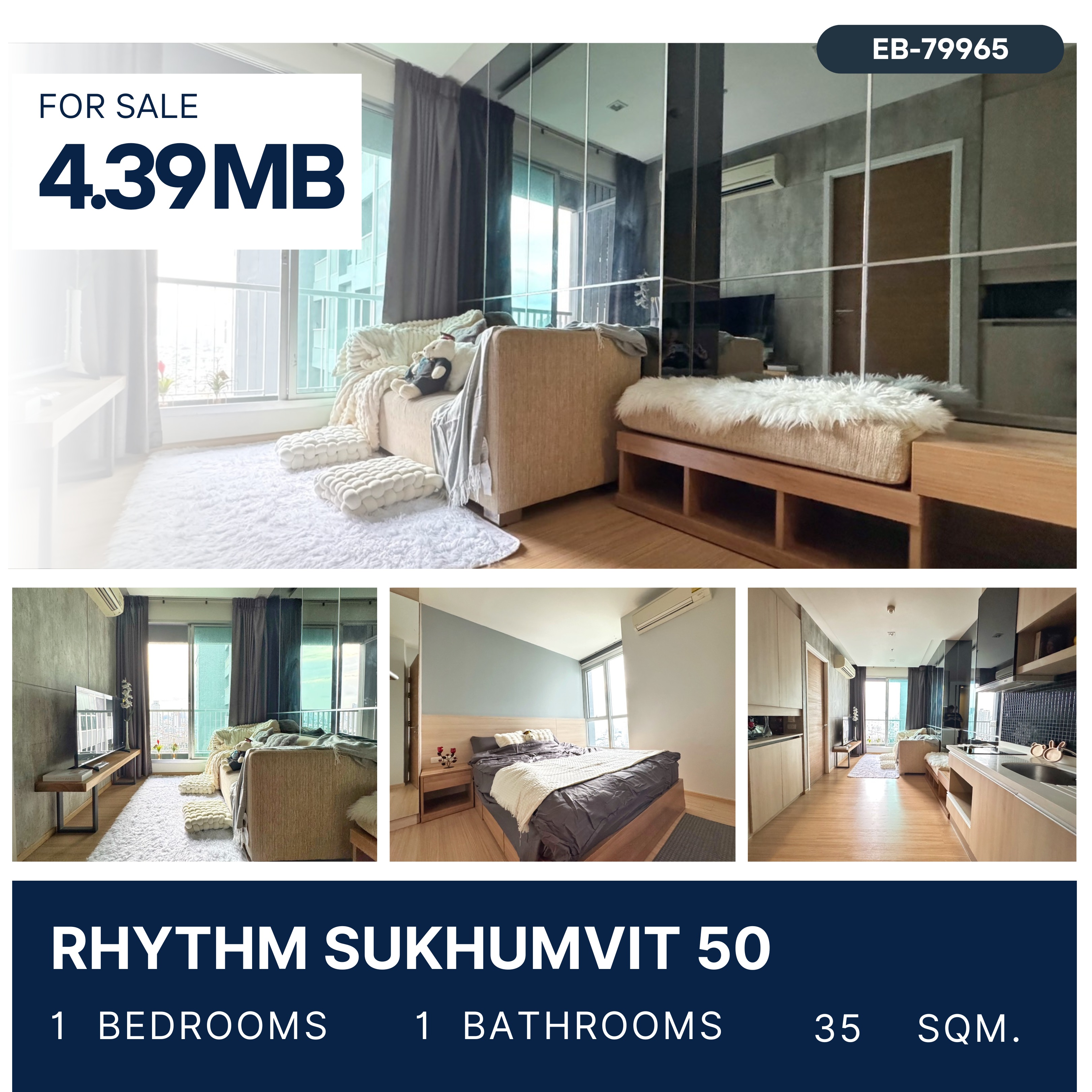 For SaleCondoOnnut, Udomsuk : RHYTHM Sukhumvit 50 Top Fl. Modern Loft Style, Best price 4.39 MB.