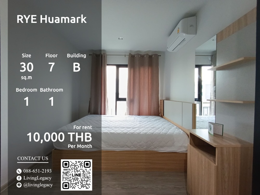 For RentCondoLadkrabang, Suwannaphum Airport : New room, fully furnished 🔥 SKZQJX Condo for rent RYE Huamark 30 sq m. 7th floor, Building B line id: @livinglegacy call: 088-651-2193