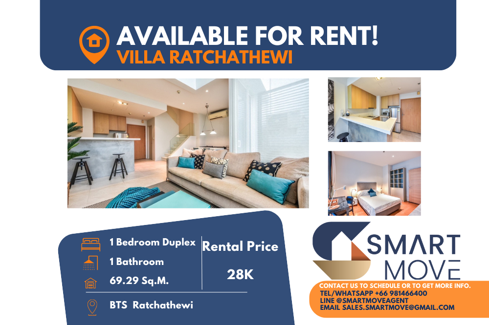 For RentCondoRatchathewi,Phayathai : ⚡️FOR RENT !! ⚡️Code C20230108382..........Villa Ratchathewi, 1 bedroom, 1 bathroom Duplex, furnished, ready to move in 📢