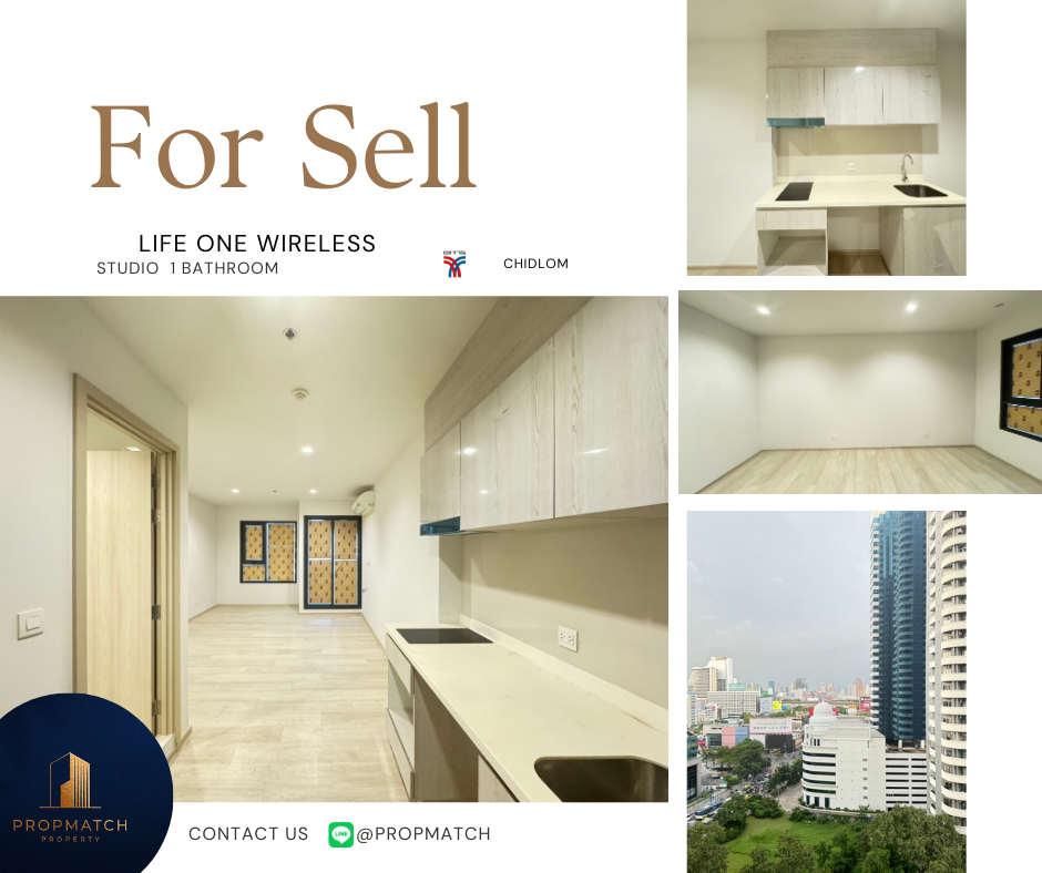 For SaleCondoWitthayu, Chidlom, Langsuan, Ploenchit : 🔥 Dont miss it! Huge discount 🔥 Life One Wireless (Studio 28 sq m.) High floor, great view, price only 4.75 million baht. Tel.0981315848 @propmatch