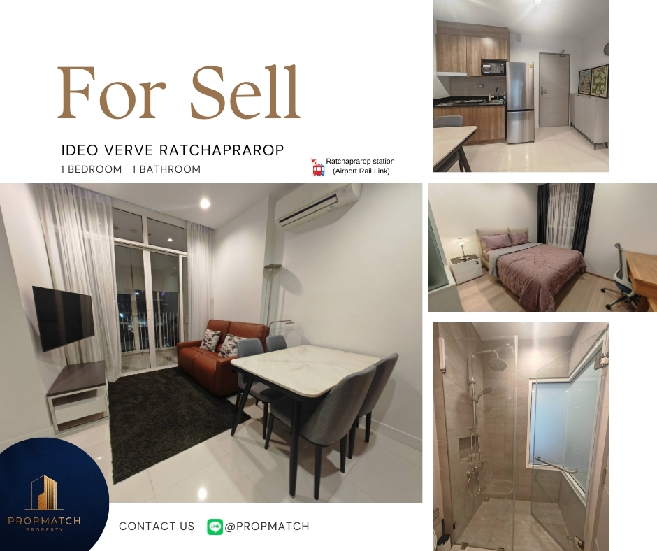 For SaleCondoRatchathewi,Phayathai : Condo for sale near Airport link Ideo verve ratchaprarop 1 bedroom, good condition room