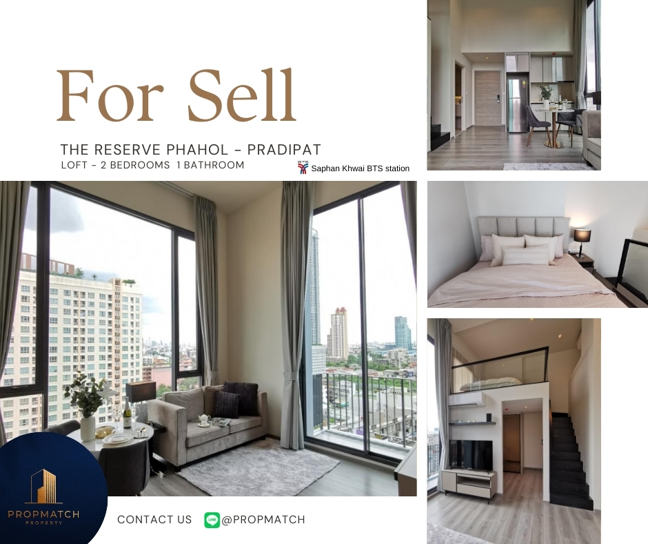 For SaleCondoSapankwai,Jatujak : ✨Wow price, super cool decorated room✨The Reserve Phahol-Pradipat (2 bedrooms, 45 sq m.) High floor, great view, price only 6.89 million baht. Tel.0981315848 @propmatch