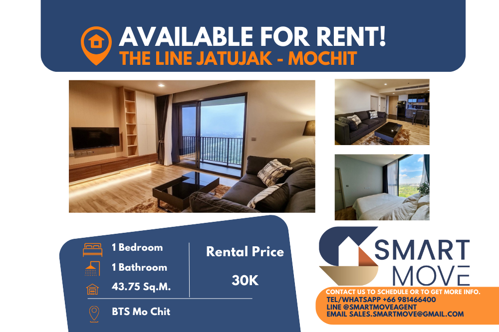 For RentCondoSapankwai,Jatujak : 🔥 FOR RENT !! 🔥Code C20240300983..........The Line Jatujak - Mochit, 1 bedroom, 1 bathroom, high floor 34+, furnished, ready to move in 📢