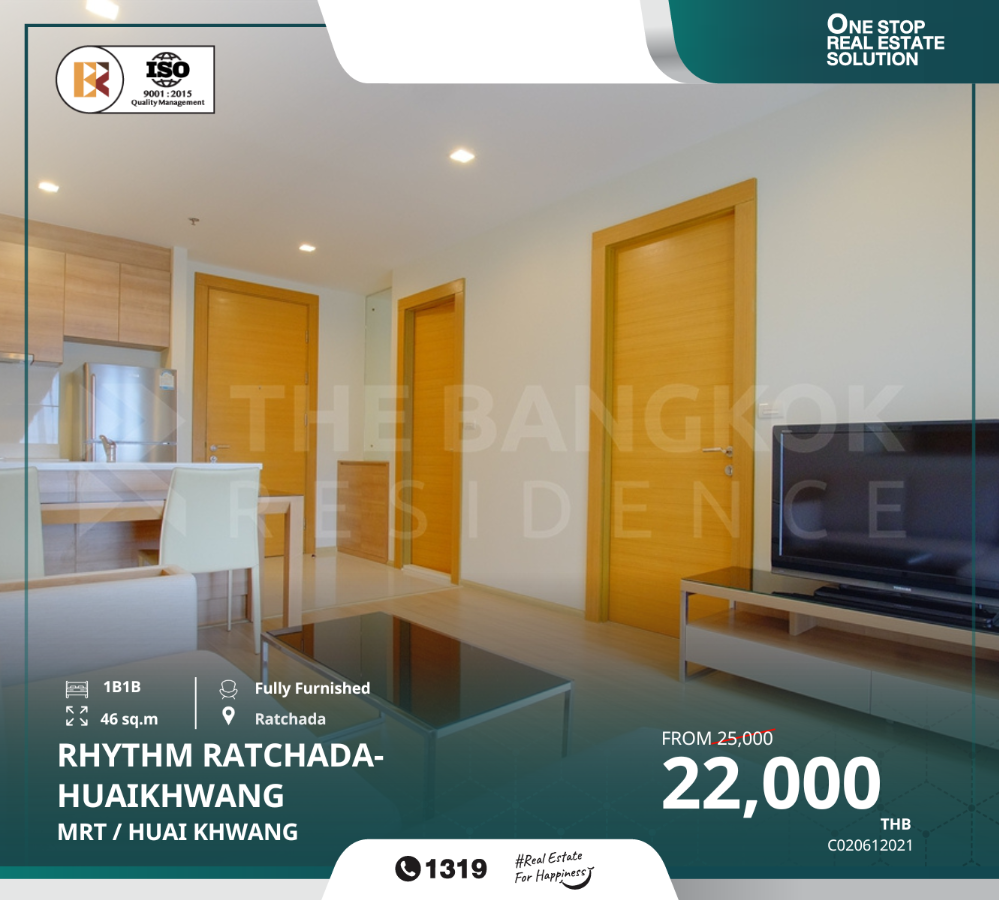 For RentCondoRatchadapisek, Huaikwang, Suttisan : Rhythm Ratchada-Huaikhwang in a quality location, near the MRT Huai Khwang station