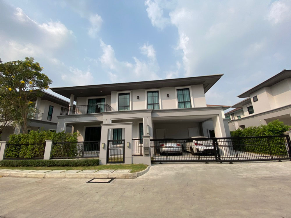 For RentHouseChaengwatana, Muangthong : 2-storey detached house, newly decorated, with furniture, for rent in Nonthaburi-Pak Kret area, near Ozone One Market, Don Mueang, only 2.6 km.