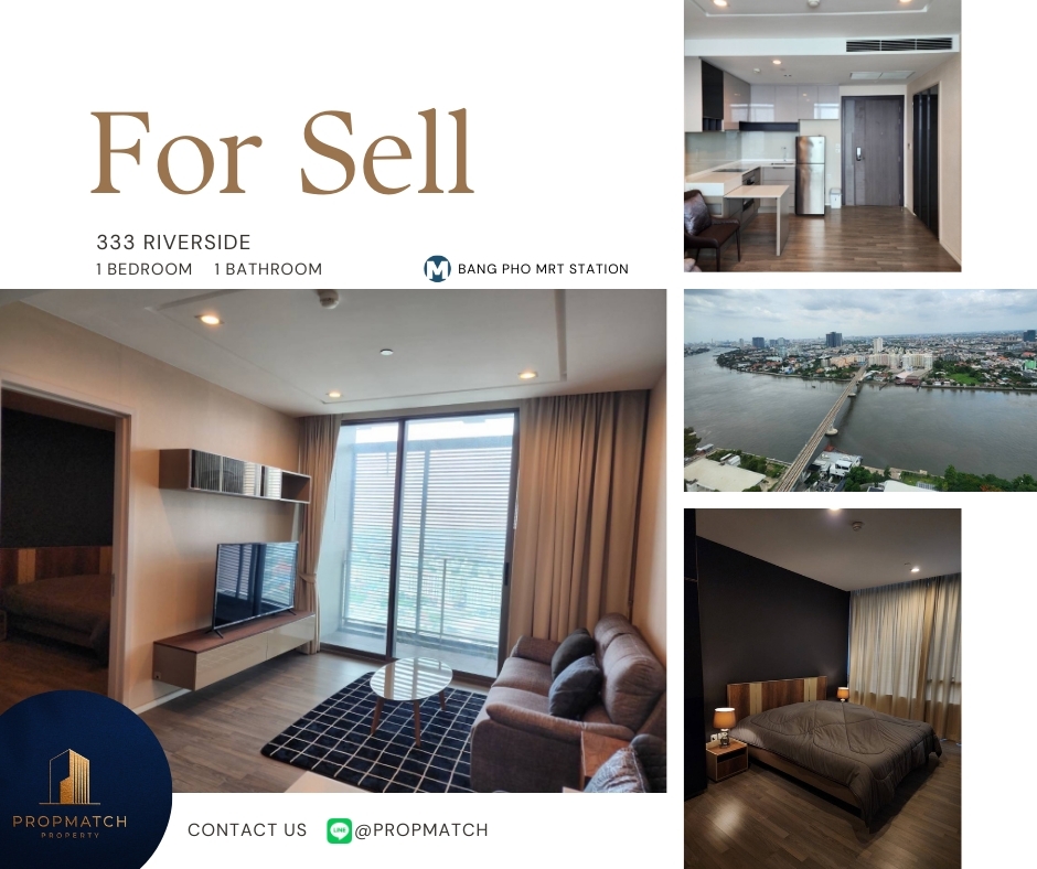 For SaleCondoBang Sue, Wong Sawang, Tao Pun : Condo for sale near Bang Pho BTS, 333 Riverside (1 bedroom, 46 sq m.), high floor, good view, Chao Phraya River view