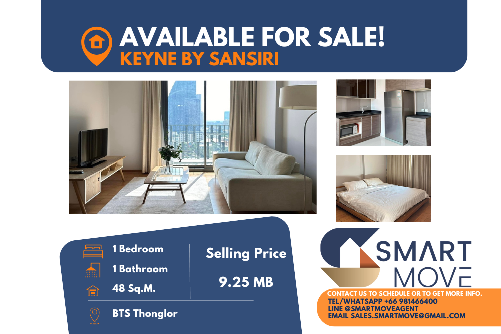 For SaleCondoSukhumvit, Asoke, Thonglor : 🔥FOR SALE !! 🔥 Code C20230112401.......Keyne By Sansiri, 1 bedroom, 1 bathroom, high floor 11+, South Facing, furnished, Special Deal!!