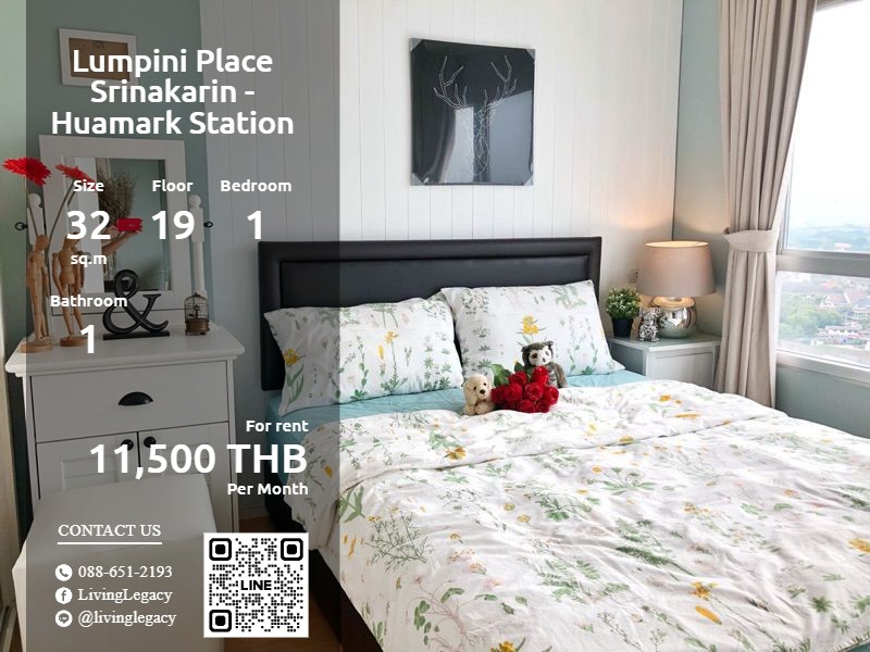 ให้เช่าคอนโดพัฒนาการ ศรีนครินทร์ : SI1N5L ให้เช่าคอนโด Lumpini Place Srinakarin - Huamark Station 32 ตร.ม. ชั้น 19 line id : @livinglegacy โทร : 088-651-2193