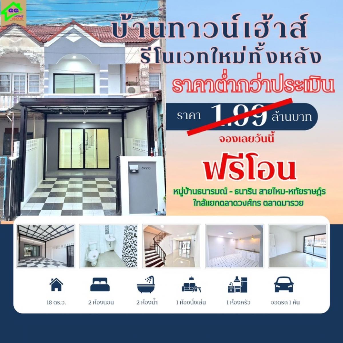 For SaleTownhouseNawamin, Ramindra : Cheapest in Sai Mai area, newly renovated, Thanarom Village, Sai Mai, Lam Luk Ka, Sukhapiban 5