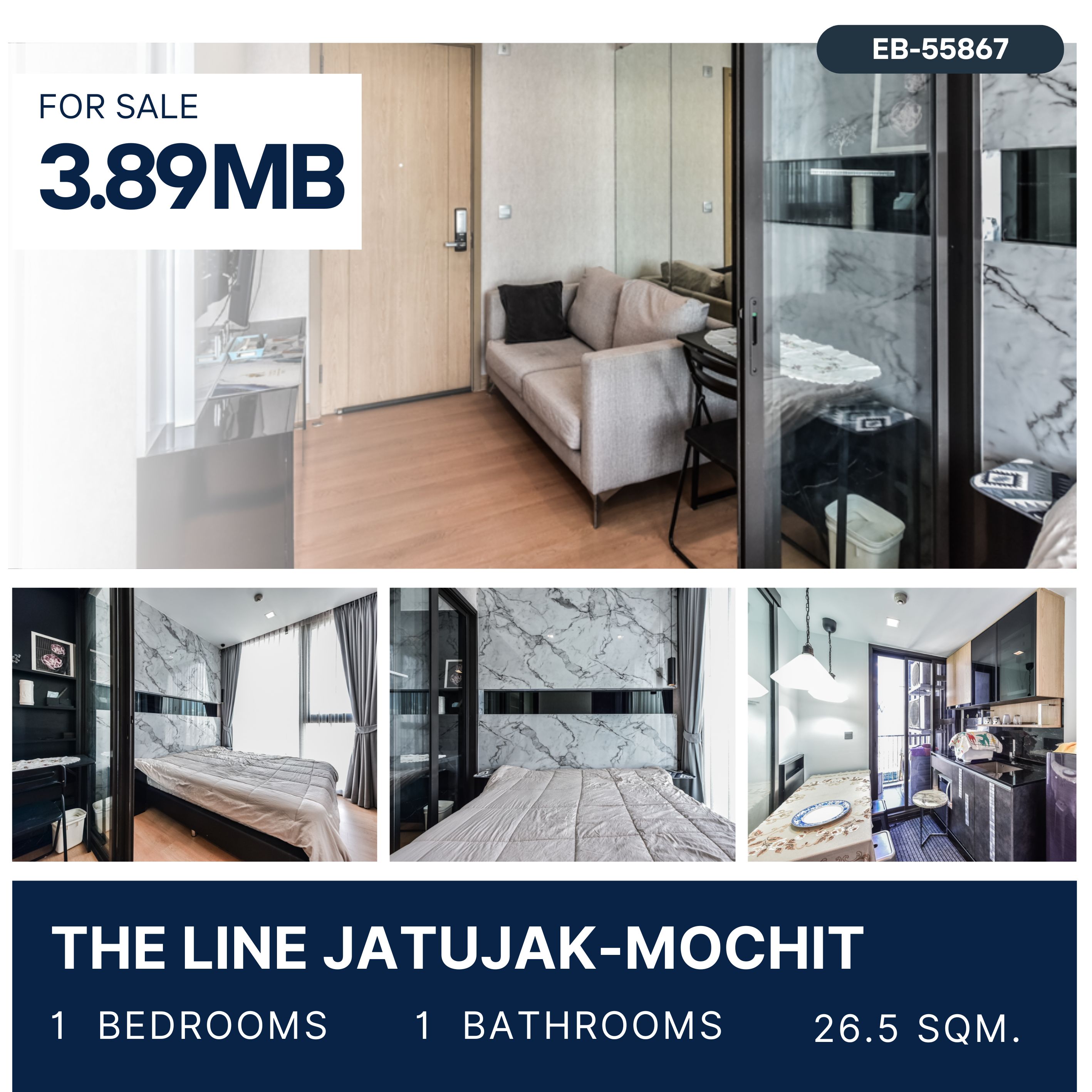 ขายคอนโดสะพานควาย จตุจักร : The Line Jatujak-Mochit 1 Bed Nice view, High floor BTS-Mo Chit 3.89 MB.