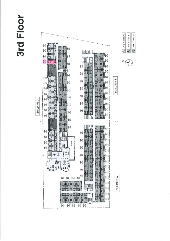 Sale DownCondoPathum Thani,Rangsit, Thammasat : Selling a booking slip for the Monte Rangsit project, room code MSC317, Building C, 3rd floor, Studio Suited type, area 22 sq m.