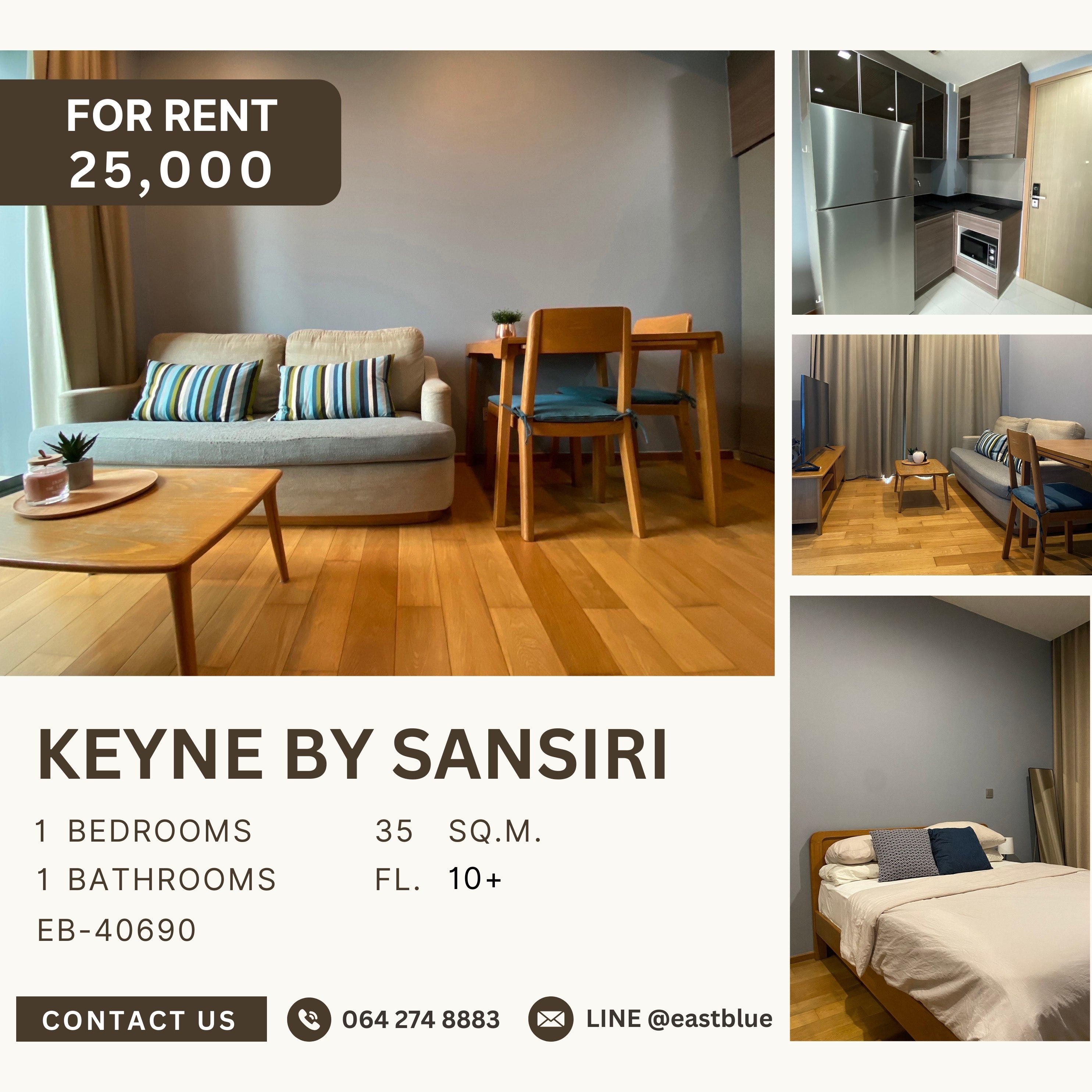 For RentCondoSukhumvit, Asoke, Thonglor : Keyne by Sansiri, 1 bed, 25000 per month