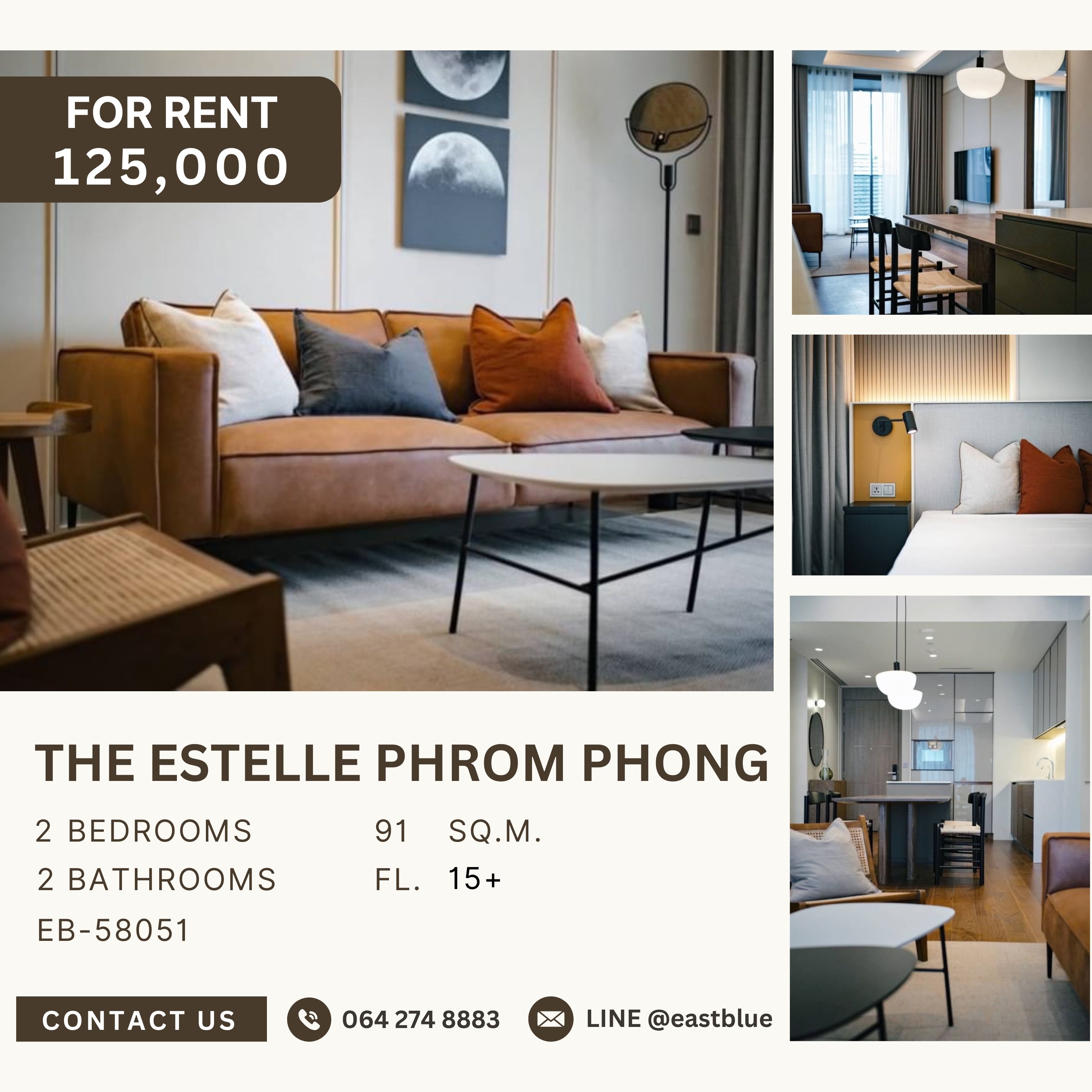 For RentCondoSukhumvit, Asoke, Thonglor : The Estelle Phrom Phong, 2 bed, 125000 per month