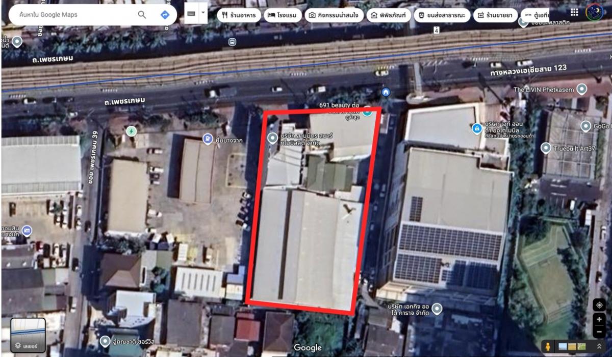 For RentLandBang kae, Phetkasem : Land for rent on Petchkasem Road, with 6 connected factory and commercial buildings, total area of ​​approximately 1 rai 3 ngan, on Petchkasem Road between Petchkasem 37-39.