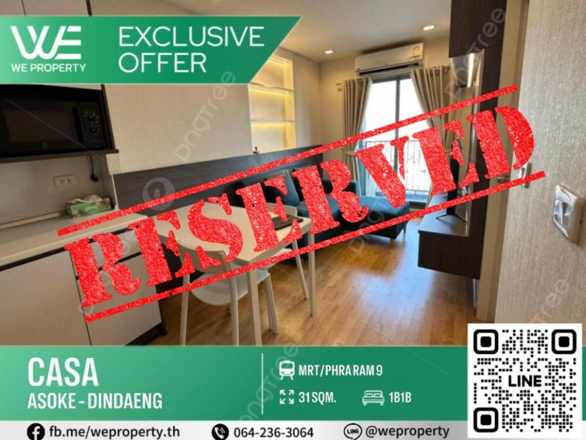 For SaleCondoRama9, Petchburi, RCA : Beautiful room facing east, best price ⭐️Casa Condo Asoke-Dindaeng