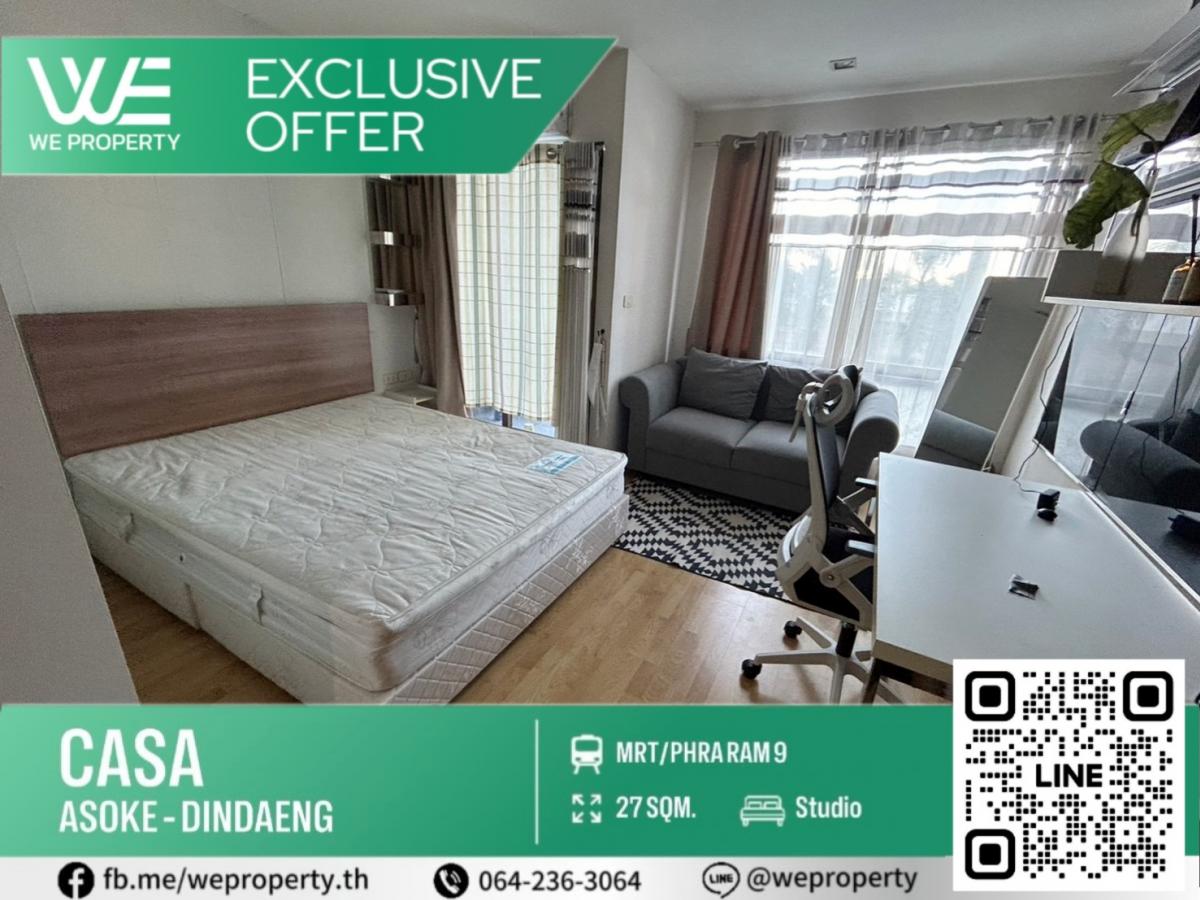 For SaleCondoRama9, Petchburi, RCA : Beautiful pool view, fully furnished ⭐️Casa Condo Asoke-Dindaeng