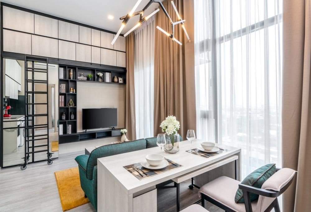 For RentCondoOnnut, Udomsuk : For rent: The Line S101, 12th floor, large room with Bang Krachao River view, Luxury Class condo, near Punnawithi BTS station and expressway, convenient transportation, great common area, high security system, price 24,000 baht.