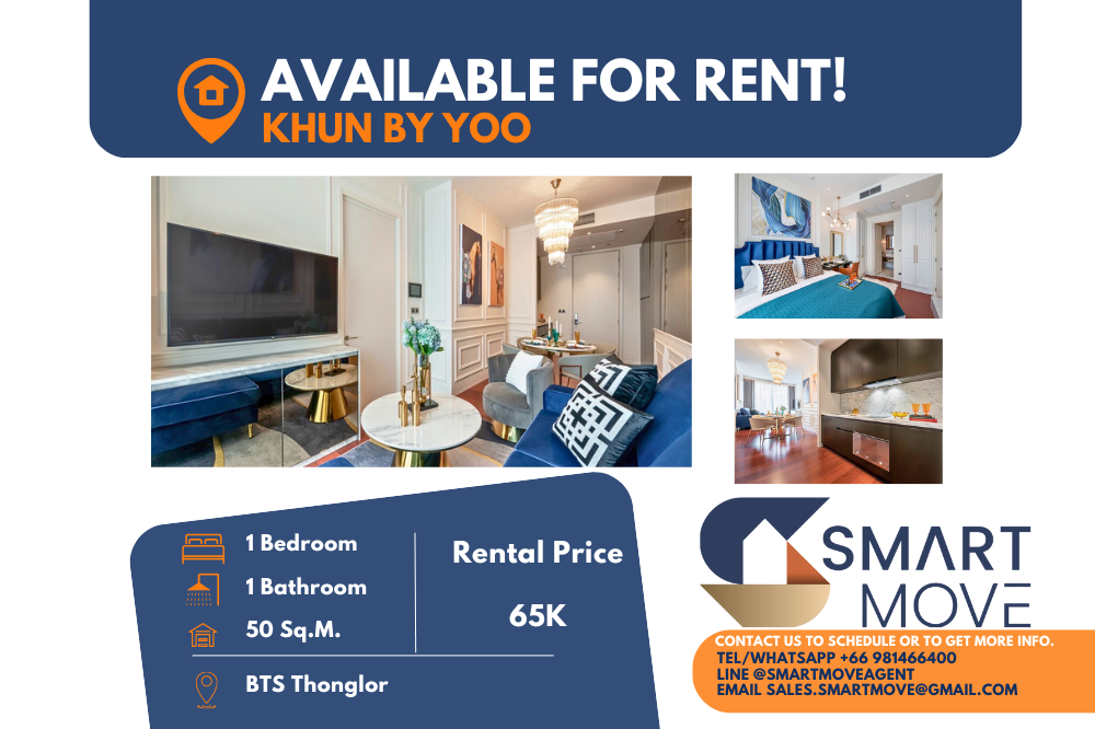 For RentCondoSukhumvit, Asoke, Thonglor : 🔥FOR RENT !!🔥 Luxury Condo Code C20240500010..........Khun By Yoo, 1 bedroom, 1 bathroom, high floor 10+, furnished, ready to move in📢