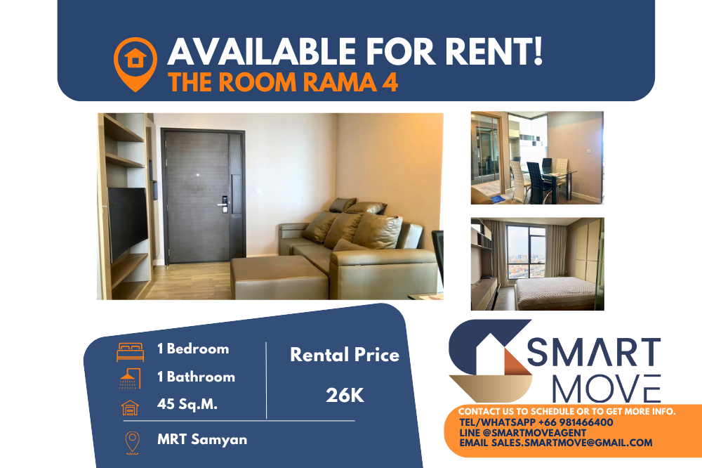 For RentCondoSiam Paragon ,Chulalongkorn,Samyan : 🔥FOR RENT !!🔥 Good location Code C20240900003..........The Room Rama 4, 1 bedroom, 1 bathroom, high floor, furnished, ready to move in