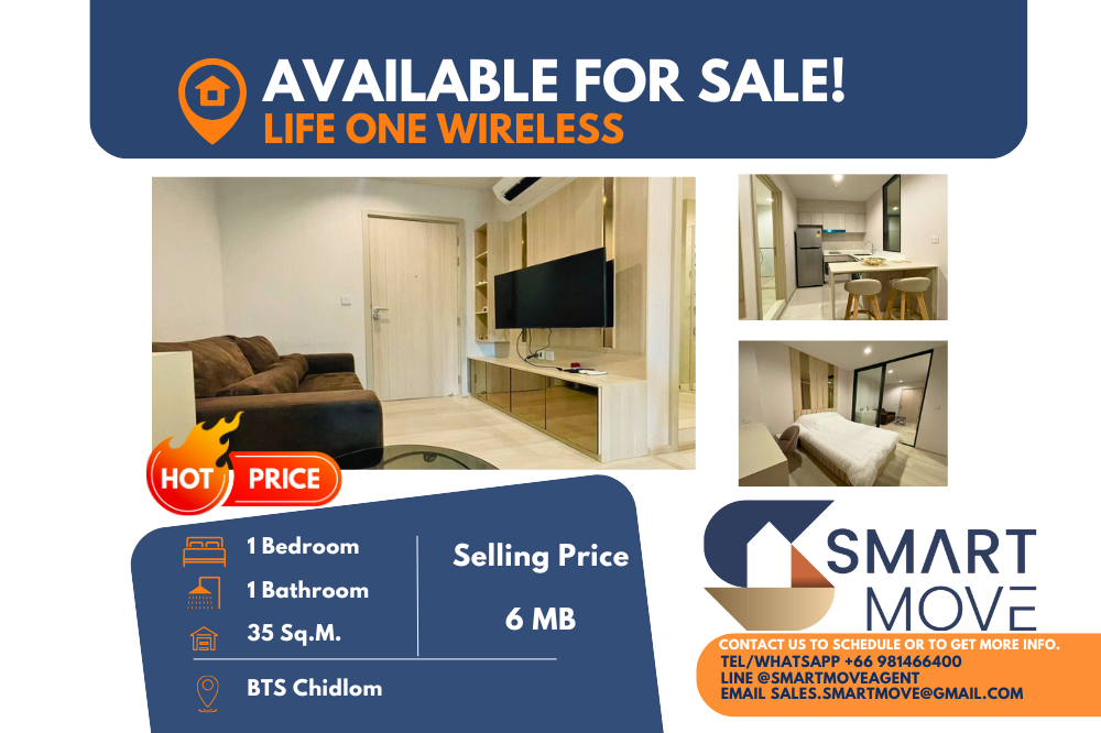 For SaleCondoWitthayu, Chidlom, Langsuan, Ploenchit : 🔥Sale with tenant !! 🔥Code C20231000191.......Life One Wireless, 1 bedroom, 1 bathroom, furnished, Special Deal!!