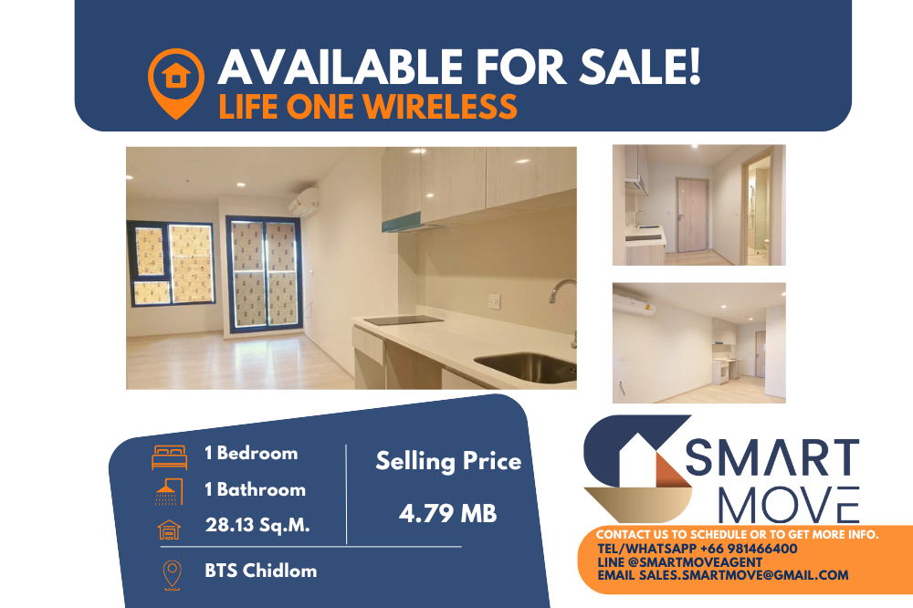 For SaleCondoWitthayu, Chidlom, Langsuan, Ploenchit : 🔥Sale Empty room!! 🔥Code C20230300047.......Life One Wireless, 1 bedroom, 1 bathroom, high floor 13+, Partly furnished, Special Deal!! Selling very cheap!!