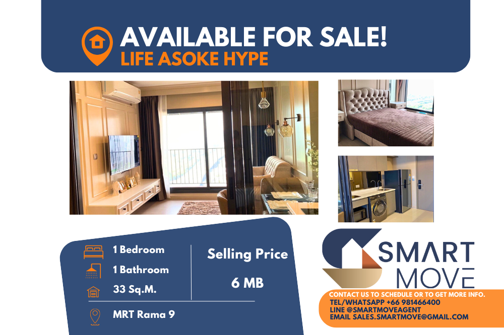 For SaleCondoRama9, Petchburi, RCA : 🔥 Sale with tenant !! 🔥Code C20241000025.......Life Asoke Hype, 1 bedroom, 1 bathroom, North Facing, high floor 29+, furnished, Special Deal!!