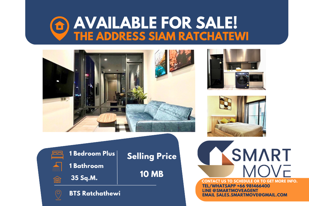 For SaleCondoRatchathewi,Phayathai : 🔥Sale with tenant!! 🔥Code C20240600034.......The Address Siam - Ratchathewi, 1 bedroom, 1 bathroom, high floor 23+, furnished, 💥 SELL AT LOSS!! 💥