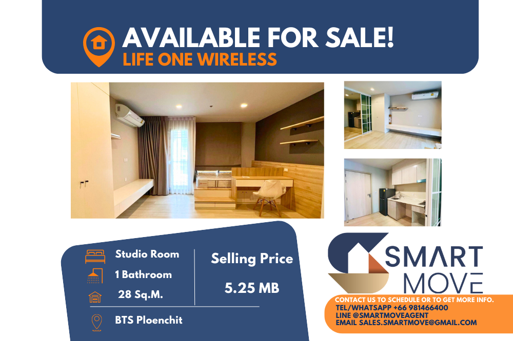 For SaleCondoWitthayu, Chidlom, Langsuan, Ploenchit : 🔥FOR SALE !! 🔥Code C20230900713.......Life One Wireless, Studio room, 1 bathroom, garden view, high floor 17+, furnished, Special Deal!!