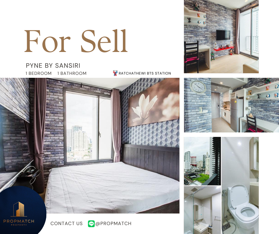 For SaleCondoRatchathewi,Phayathai : 📌 Rare room, good price! 📌 PYNE By Sansiri (1 bedroom, 1 bathroom, 31 sq m.) High floor, good view, price only 7.75 million baht. Tel.0981315848 @propmatch