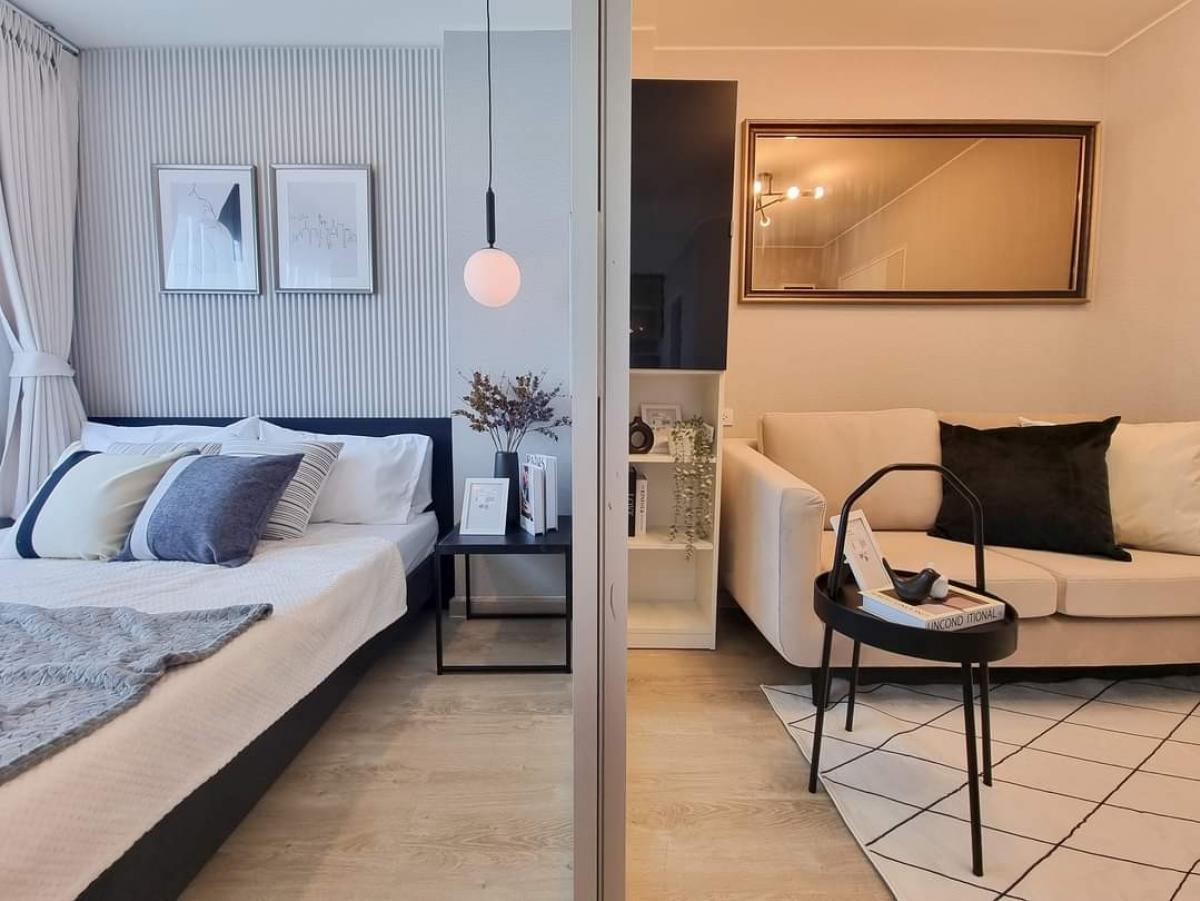 For SaleCondoSamut Prakan,Samrong : Beautiful room, fully furnished, near BTS Bearing 🚈 Cheap condo for sale, Lumpini Ville Sukhumvit 76 Bearing-Station, size 23 sq m, 8th floor, open view, Building B, bring your bags and move in 🔥