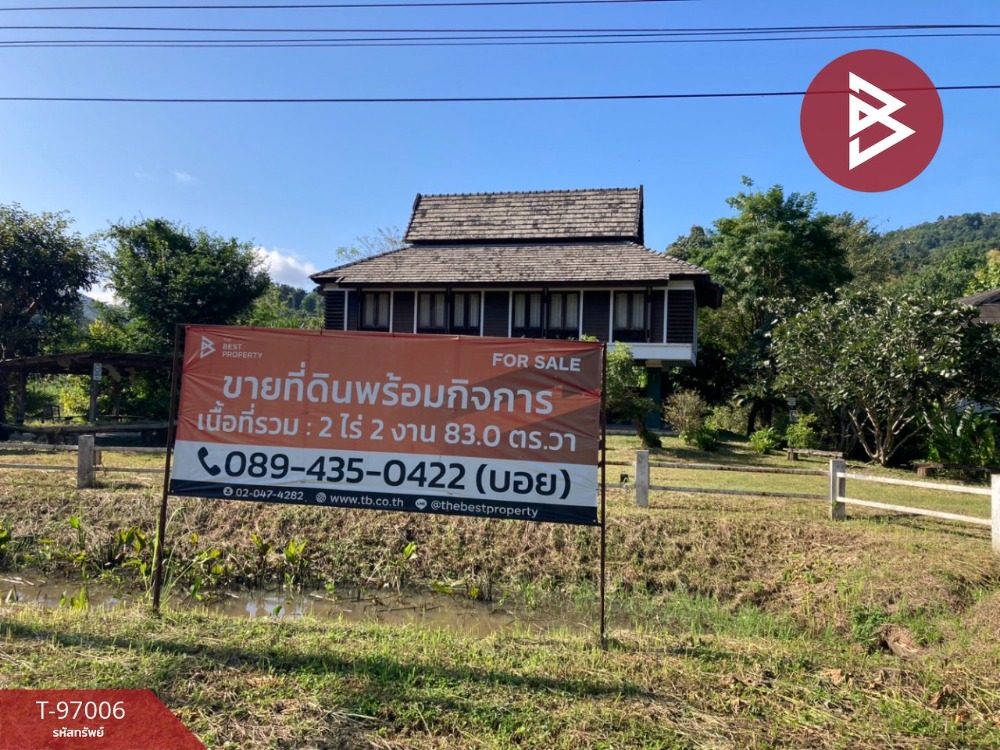 For SaleLandChiang Mai : Land for sale with business, area 2 rai 2 ngan 83 square wa, Mae Taeng, Chiang Mai