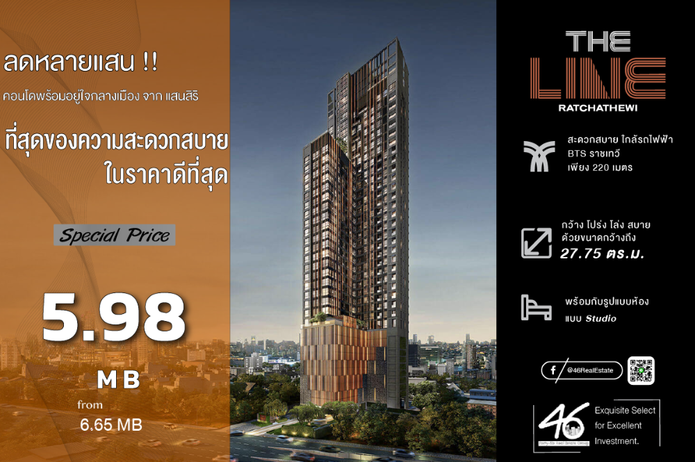 For SaleCondoRatchathewi,Phayathai : Condo for sale The Line Ratchathawi Studio 27.75 sq m. Good price!!! Very beautiful room, fully furnished, near BTS Ratchathewi, sold with tenants, interested in making an appointment to view the room.