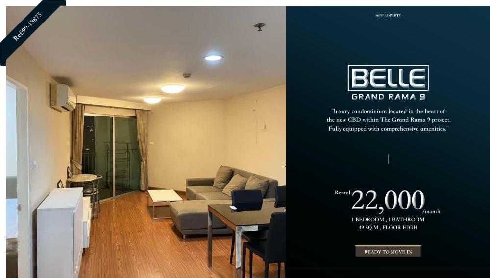 For RentCondoRama9, Petchburi, RCA : 🏢 For Rent Luxury Condominium Belle Grand Rama 9 [ Belle Grand Rama 9 ]