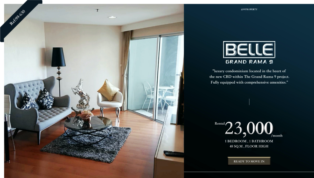 ให้เช่าคอนโดพระราม 9 เพชรบุรีตัดใหม่ RCA : 🏢 For Rent  Luxury Condominium Belle Grand Rama 9 [ เบลล์ แกรนด์ พระราม 9 ]