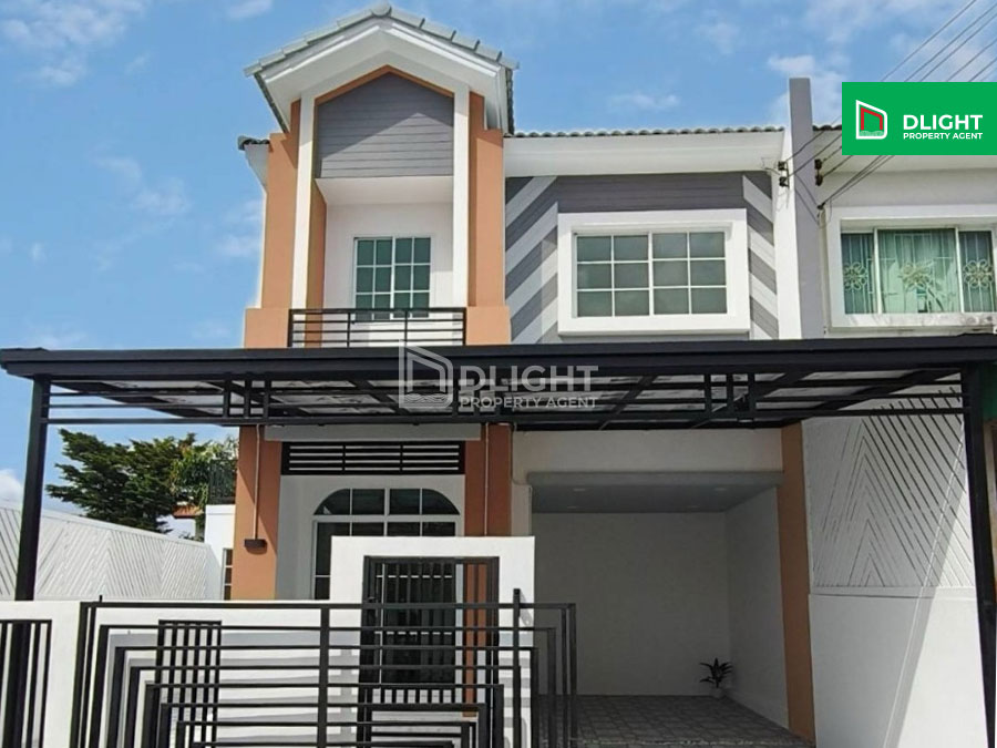 For SaleHouseMin Buri, Romklao : 2-storey townhouse, Lancio Ramkhamhaeng-Wongwaen (Miss Teen), 28.8 sq m, 4 bedrooms, 2 bathrooms, price 3.25 million baht, end unit, with terrace on the side