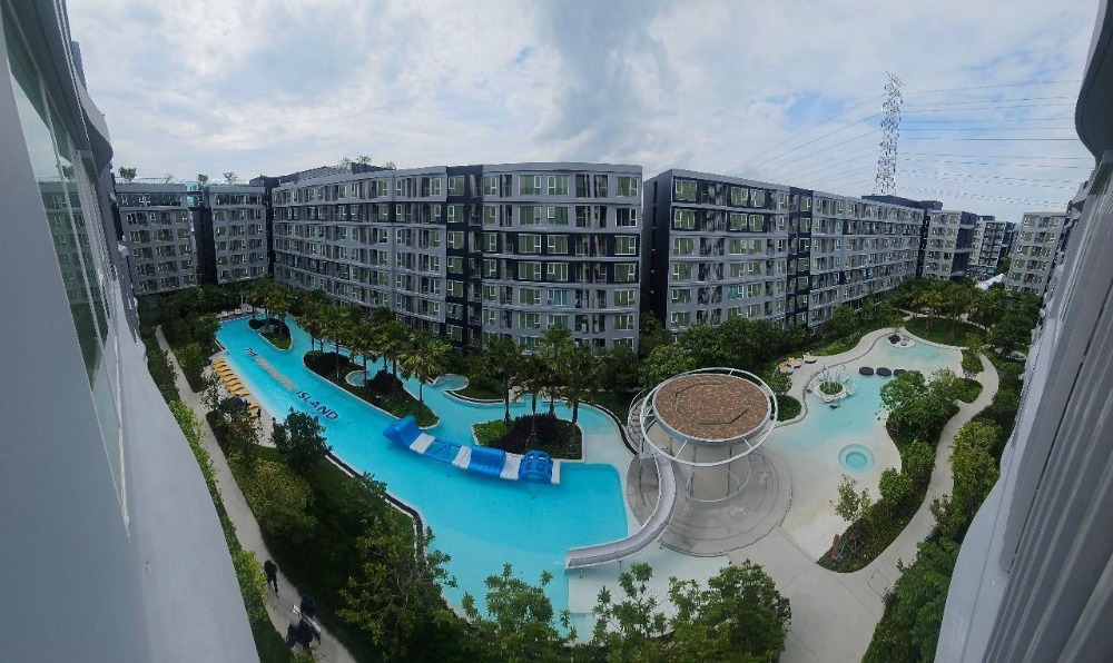 For RentCondoPathum Thani,Rangsit, Thammasat : For rent: Kave Town Island 1 Bedroom Exclusive, size 28.90 sq m, beautiful room, pool view, fully furnished, Building A, 7th floor